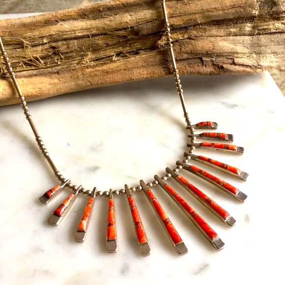 Vintage Native American Spiny Oyster Necklace Reversible - Picture 2 of 10